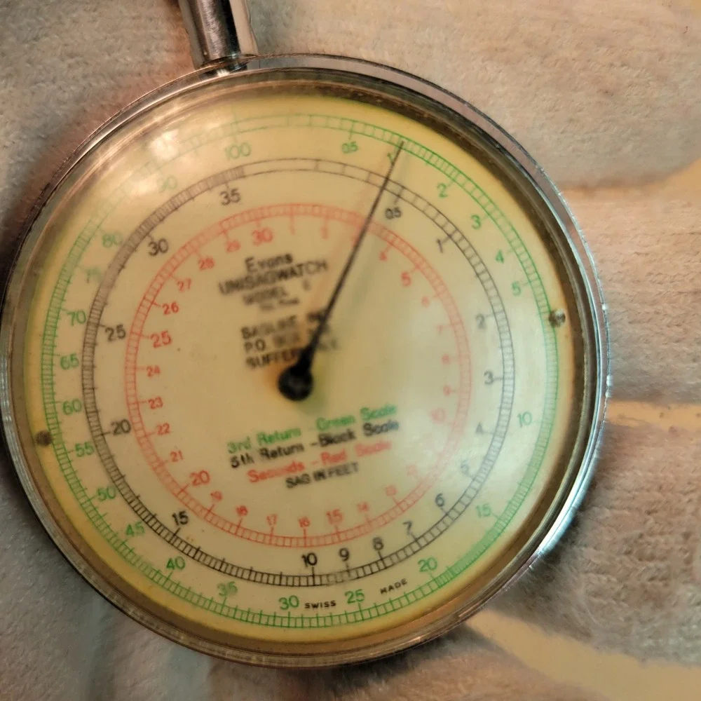 Vintage Evans Unis‎ stopwatch Model F with green and red scales